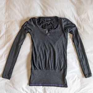 FREE With Purchase - Charcoal Gray Long Sleeve Pullover Purple Detailing